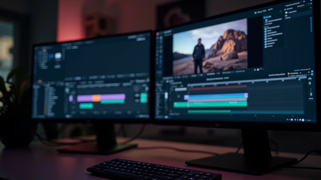 Ecrã de computador mostrando interface do After Effects com camadas organizadas e timeline visível